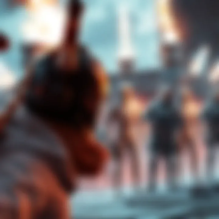 Challenging Arc Gameplay A character facing enhanced enemies in the Arc, showcasing faster rocketeers and aggressive bastions, highlighting the increased difficulty in gameplay.