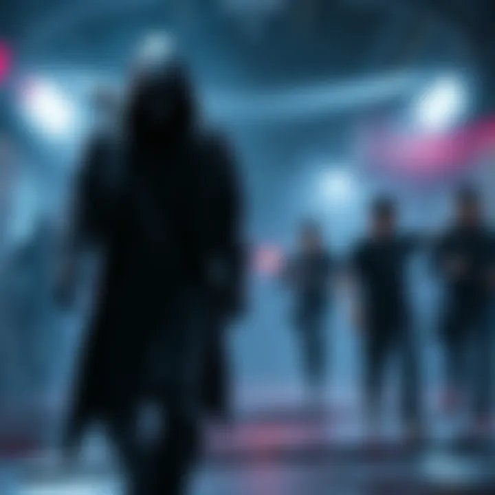 Challenging Asymmetrical Gameplay A killer character, resembling a dark figure with unique abilities, stands in a tense environment, while survivors can be seen easily maneuvering around. The scene captures the contrast in gameplay challenges between killers and survivors.