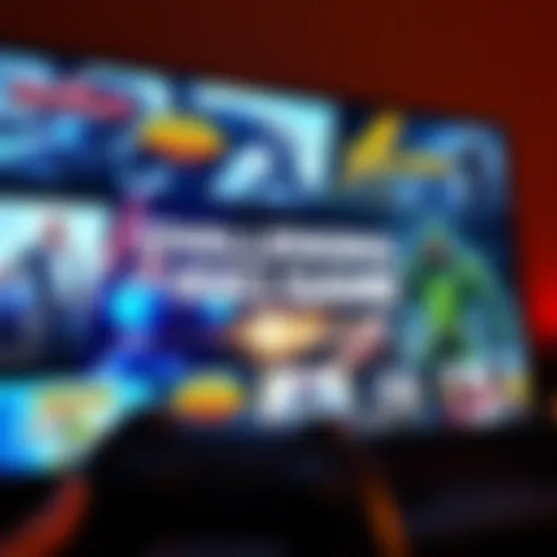 A variety of challenging video game titles displayed on a screen with characters showcasing combat moves