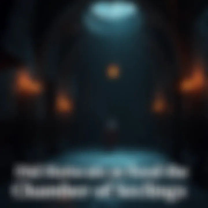 A scene depicting the Chamber of Secrets with dark, shadowy walls and eerie lighting, showing a character exploring the area in Hogwarts Legacy