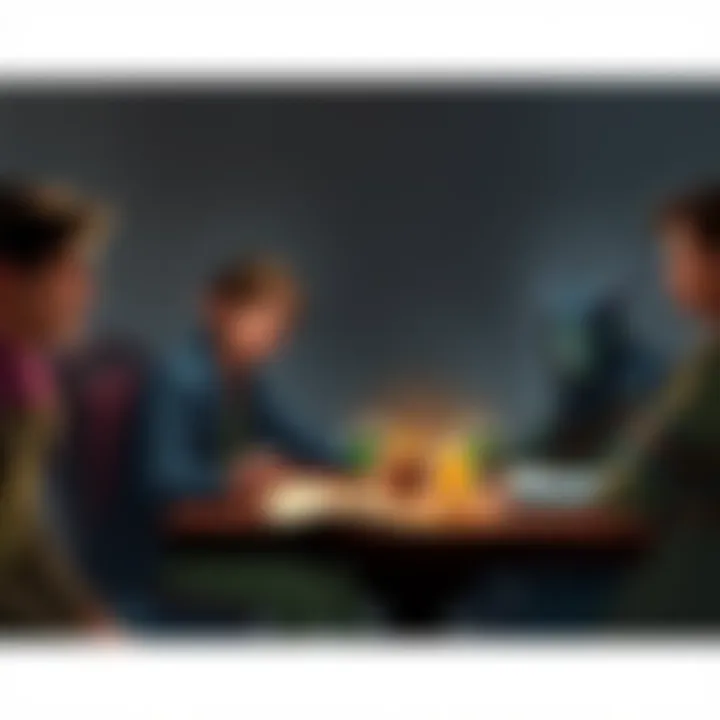 A changeling character in Dungeons & Dragons sitting at a table with friends, concealing their true identity while enjoying a game. The character appears human but has subtle features suggesting their...