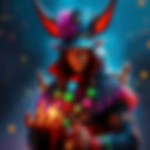 A Changeling character with wild magic aura, in colorful attire, surrounded by magical sparkles, representing a Charlatan background, ready for an adventure.