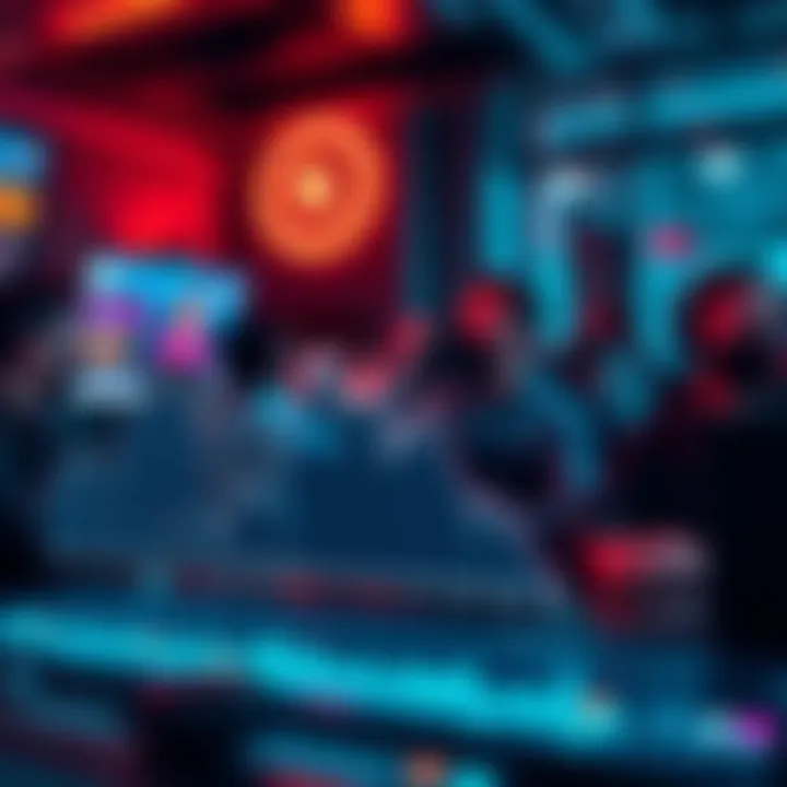 A graph showing declining engagement metrics over time, with content creators looking concerned in the background.