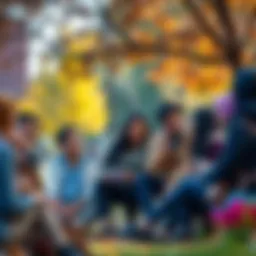 A diverse group of people from different backgrounds engaging in a discussion about societal changes in a park setting