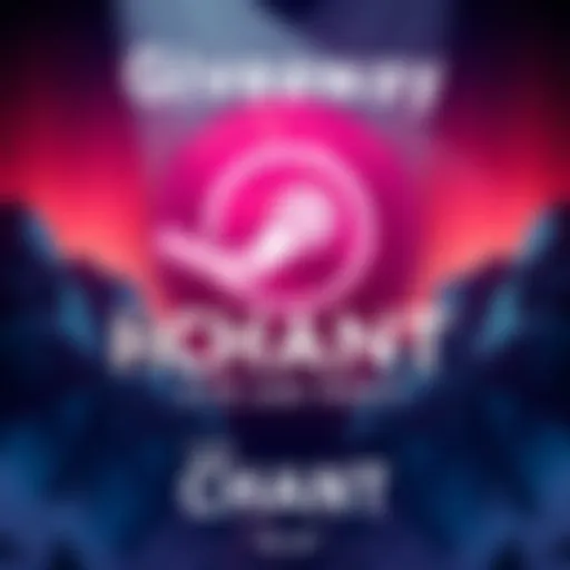 A vibrant graphic featuring a Steam key symbol with The Chant game logo and a background promoting Stitched Together.