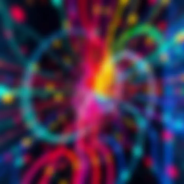 An abstract graphic showing colorful patterns and shapes representing chaotic systems and visual challenges in Chaos Theory.