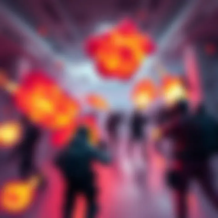 Players in a game lobby overwhelmed by explosions from infinite grenade hacks