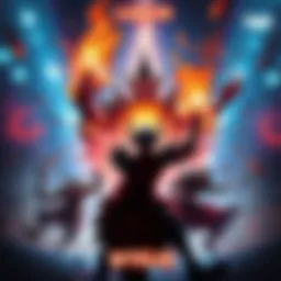 Chaos of Aghanim's Power A hero unleashing Aghanim's ability, causing destruction in a gaming arena, with opponents in shock.