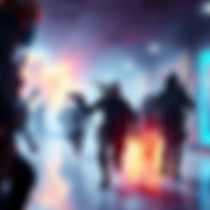 A PvE lobby scene with players chasing after a character, following the shout of 'we’ve got a rat!'