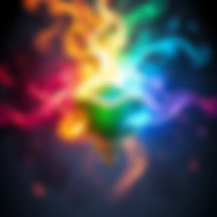 A vibrant Chaos Talisman glowing with colorful spell effects swirling around it, representing different magical combinations.