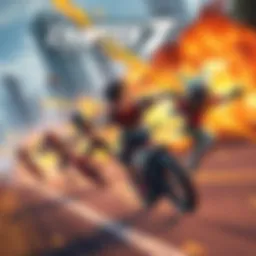 A dynamic scene showing characters racing and battling in Chapter 7 Season 3: Runners, featuring vibrant graphics and high-energy action