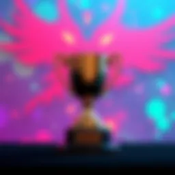 A trophy representing Best Character Animation is shown with a colorful backdrop representing gaming innovation.