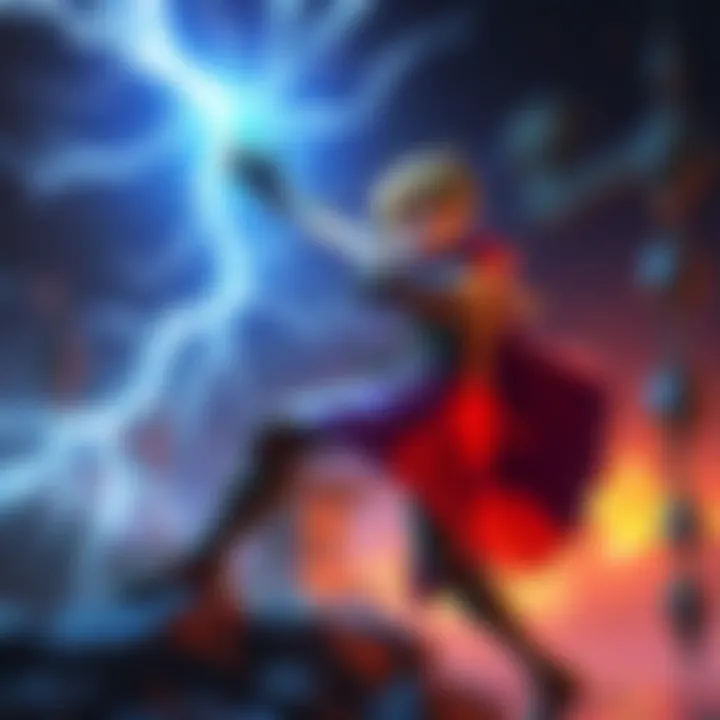 Character avoiding lightning attack in dungeon A game character skillfully dodges a lightning strike during a dungeon battle, demonstrating tactical movement and focus.