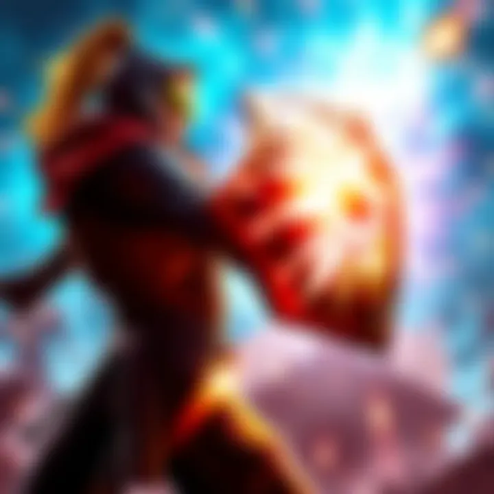 A game character successfully blocking an incoming attack with a shield, showing a tense action scene.