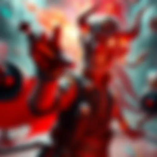 A game character humorously preparing to battle Satan with a comical expression, surrounded by colorful effects and game elements.