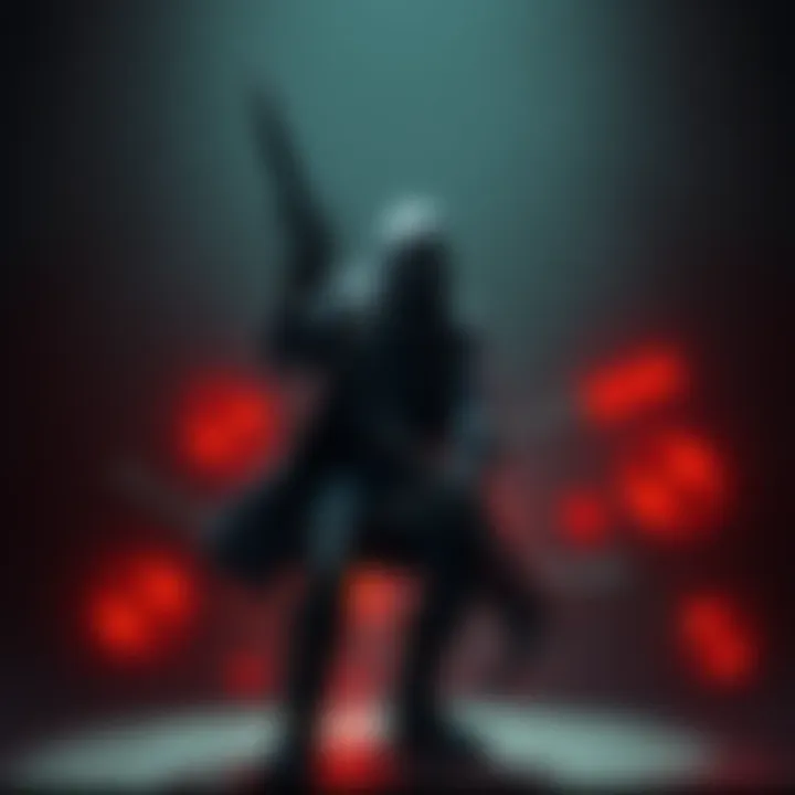 A character known as The Slasher, holding a weapon, stands in a dimly lit environment with upgrade tools around him, symbolizing potential gameplay improvements.