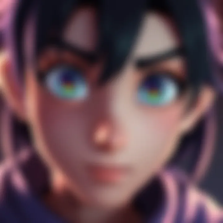 An original character showcasing vibrant eyes and expressive facial features, highlighting animated emotions.