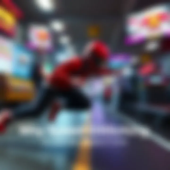 A gaming character appears to move rapidly across the screen, demonstrating a speed glitch with an exaggerated motion effect