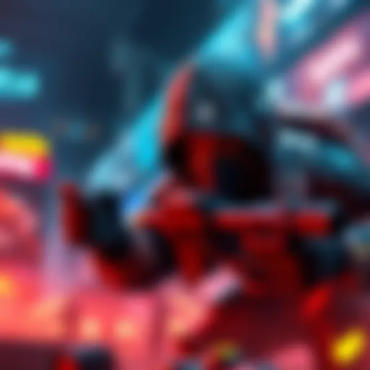 A gaming character sneaking up to steal an objective, with a dynamic and action-packed background.