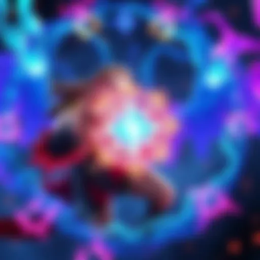 A character casting a spell with Arcana magic around them, surrounded by glowing symbols and vibrant colors