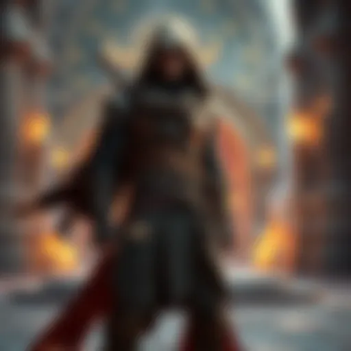 The character P stands confidently in a mystical setting, hinting at a significant role in future game stories while surrounded by symbols of immortality.