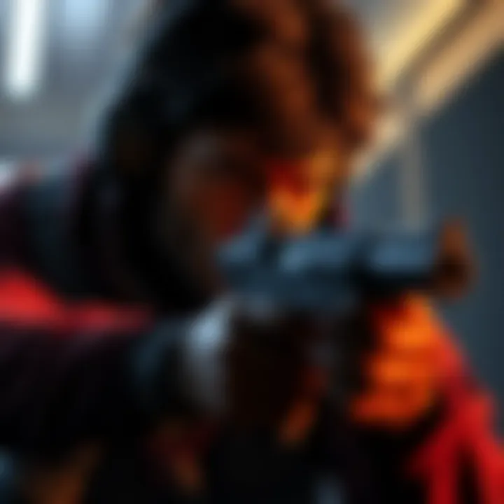 A video game character aiming a weapon, with shadows indicating a tense moment before an action, emphasizing consequences of choices in immersive gameplay.