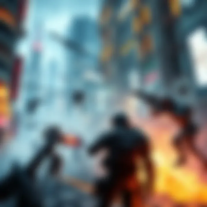 Player character engaged in combat against strong enemies in the Terminus District of Dominion City, showcasing the challenges of level scaling