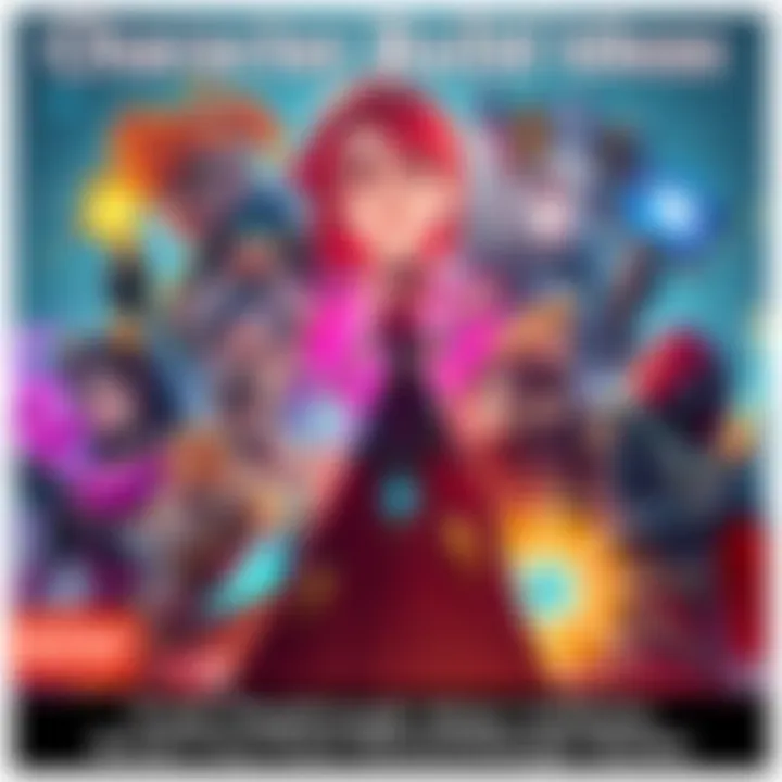 A colorful display of various character builds in a fantasy game, showcasing unique styles and abilities, encouraging creativity in gameplay.