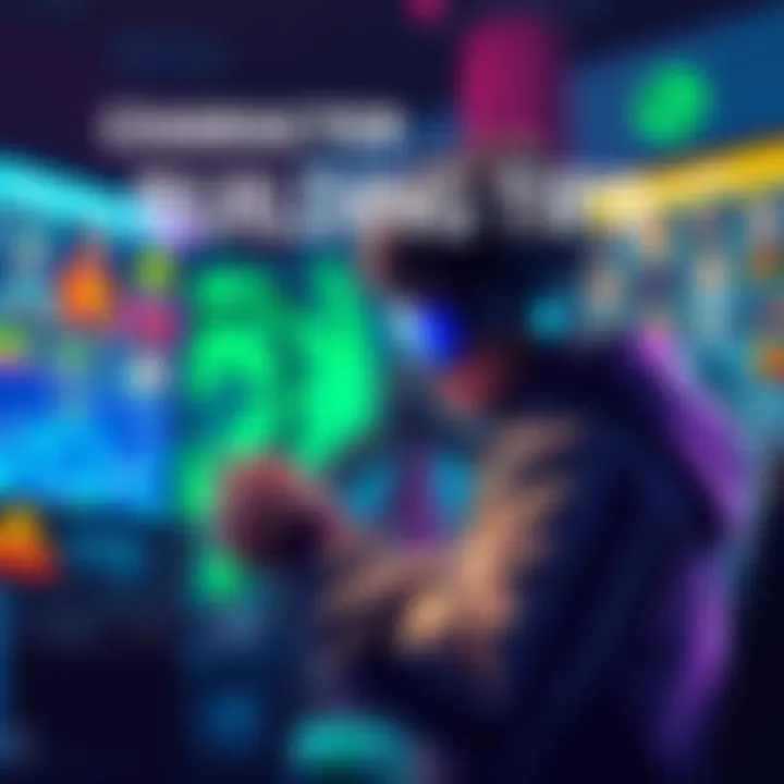 A gamer customizing their character in a vibrant game environment, showcasing various character traits and options available.