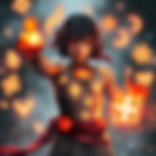 A character surrounded by glowing glyphs and body markings, expressing passion for magic despite being a no-magic character