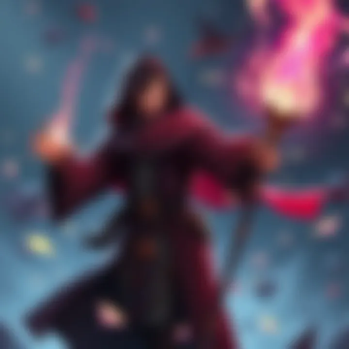 A fantasy character in robes casting a glowing spell with a staff, showcasing the power of magic in gameplay