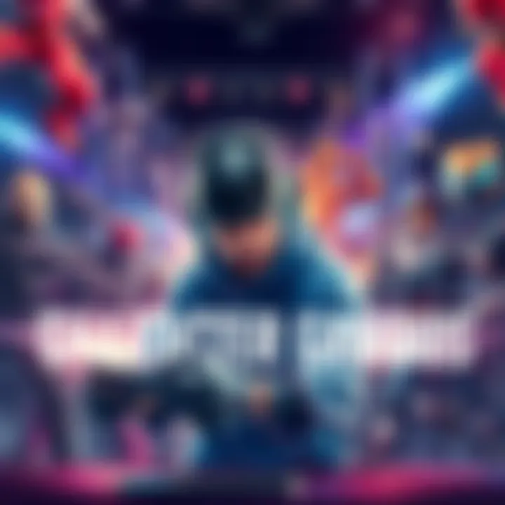 Gamer practicing character combos in action, showcasing various gaming characters in a competitive setting.