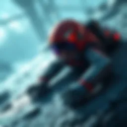 Character crawling after sliding down A game character struggling to crawl after sliding down a slope, looking frustrated while trying to heal itself.