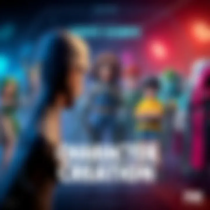 A vibrant video game character creation screen showcasing diverse characters with randomized features and classes.