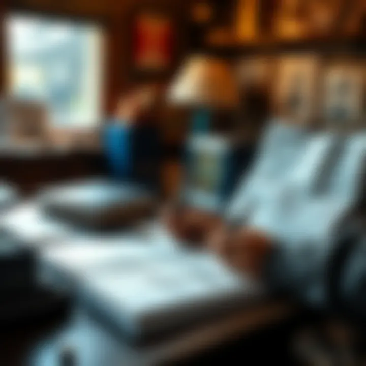 A writer drafting a character profile with notes and sketches on a desk, showing the process of character development in storytelling.