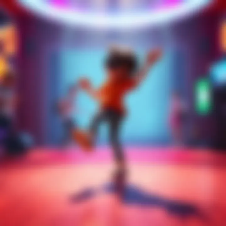 Character dancing with a foot tap A character performing a simple foot tap in a lackluster dance intro, looking underwhelmed.