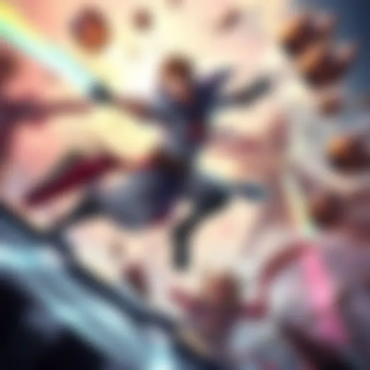 A character skillfully dodging attacks using talents like Evade Extender and Evasion in a dynamic action scene