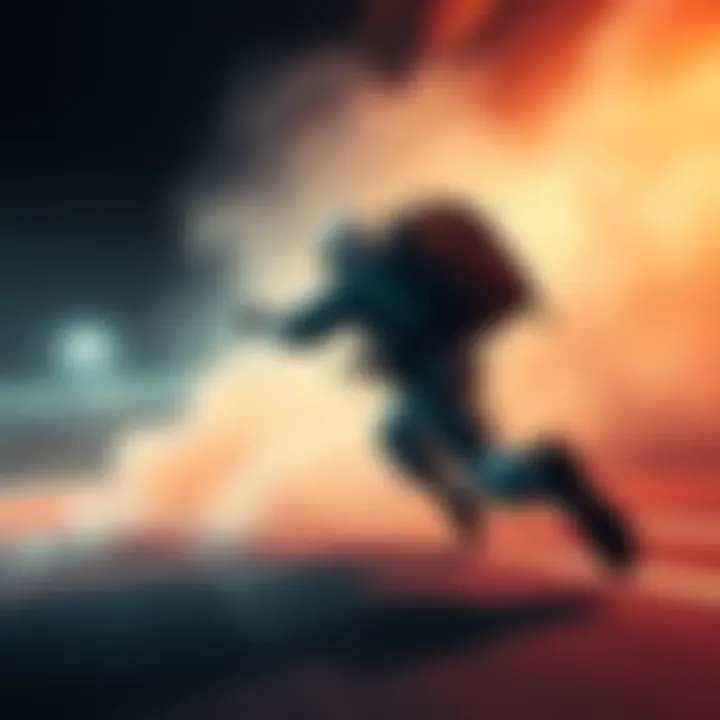 A gaming character executing a dodge roll move without a backpack, showcasing agility and speed