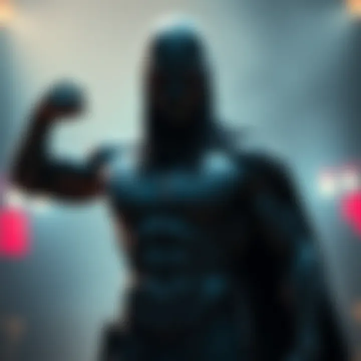 Character in Executioner Skin A character wearing executioner skin showcasing defined muscles, especially around the armpit area, striking a powerful pose.