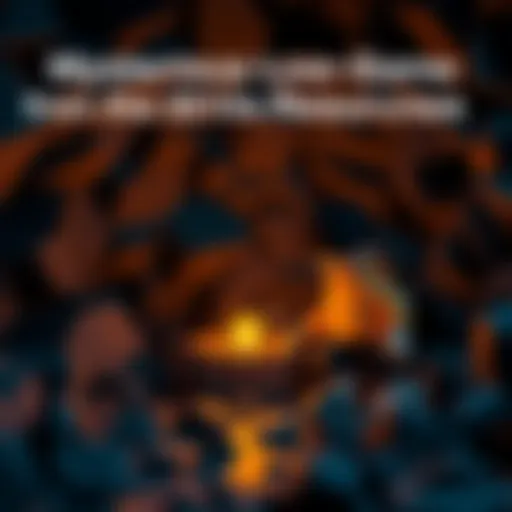 A low-poly character looks around in a dark mine, holding a tool and discovering something on the ground.