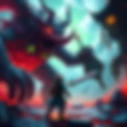 A player character in MHGU bravely confronting a large monster with a weapon. The environment is vibrant and filled with details from the game.