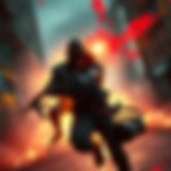 Character fleeing from a killer A game character evading a killer while managing bloodlust, showing quick movements and clever hiding techniques