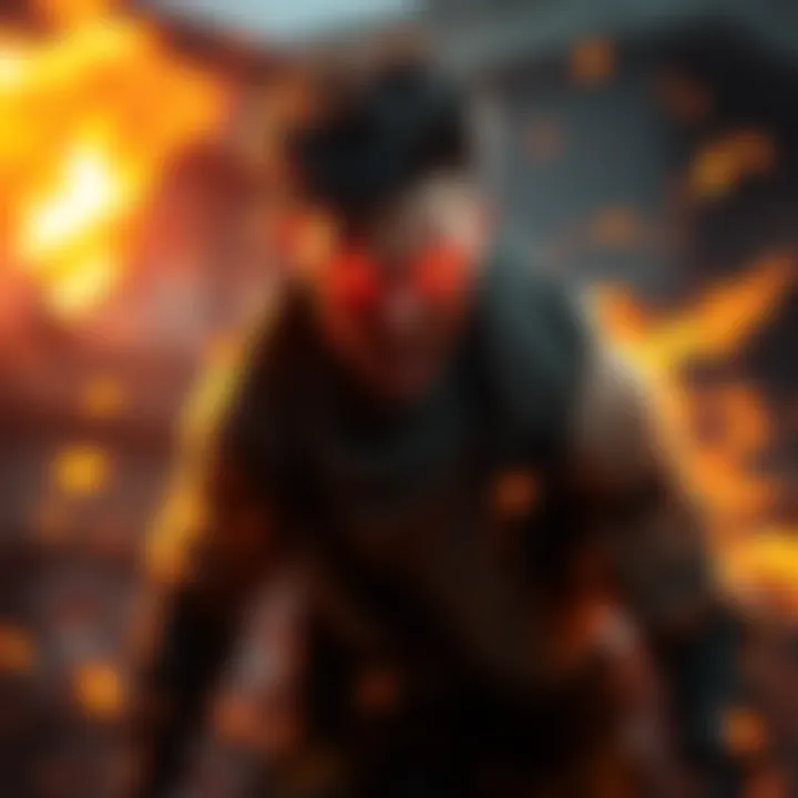 A gaming character displaying intense energy and aggression in Fury State, with fiery effects surrounding them, ready for battle.