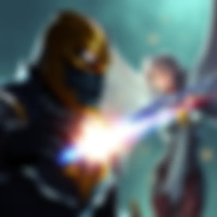 Doomfist smiling and Mercy causing an explosion during their highlight intros with different skins