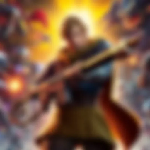 A character from Fallout 2 and Star Ocean 2 holding a powerful weapon, showcasing their advancement in the game, surrounded by vibrant game visuals.