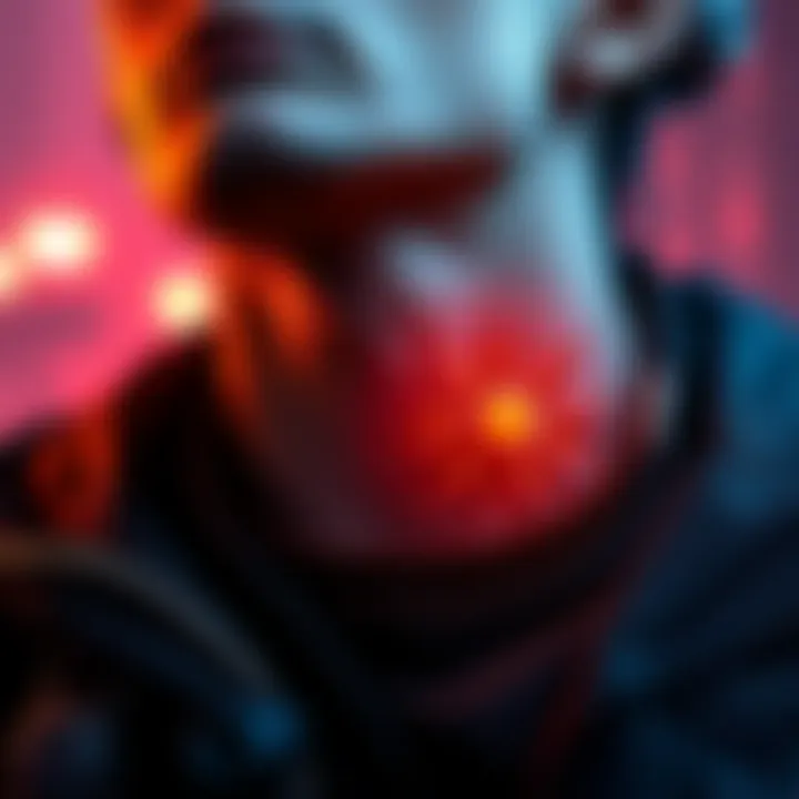 A character showing an infested spore on their neck after a mission in Deimos, highlighting the unusual feature.