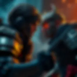 A game character facing a tough boss while trying a new build, showcasing determination and focus.