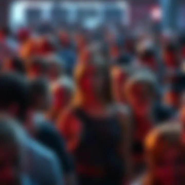 A scene showing the character Jane standing out in a diverse crowd, highlighting contrasting reactions from fans, some loving her while others frown, capturing the divided opinions.