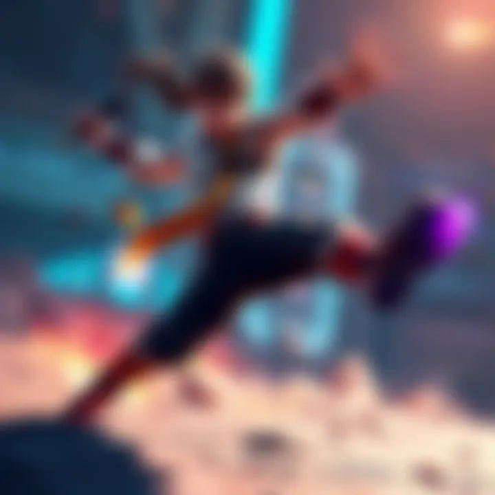 Character performing a jump A video game character executing a jump move, showcasing agility and skills