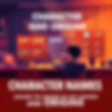 A person sitting at a desk, looking at a screen with various character names and their meanings displayed, reflecting on the significance of names in storytelling.